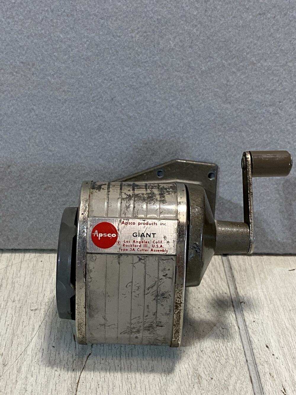 Vintage GIANT APSCO Manual Pencil Sharpener 6 Hole Wall Desk Mount